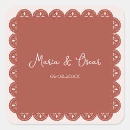 Adesivo Quadrado Papel Picado Terracotta Casamento Mexicano