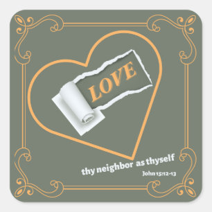 Adesivo Quadrado Papel rasgado sobre "AMOR"