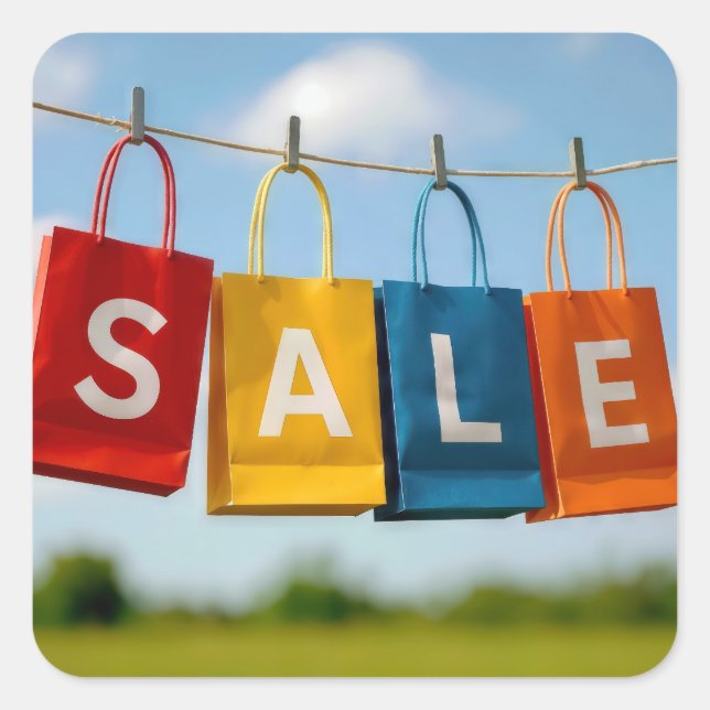 Adesivo Quadrado Paper Shopping Bags Sale On Line (Frente)