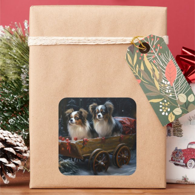 Adesivo Quadrado Papillon Snowy Sleigh Decoração de Natal (Feriado)