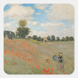 Adesivo Quadrado Papoilas selvagens de Claude Monet , perto de