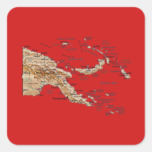 Adesivo Quadrado Papua-Nova Guiné Map Sticker