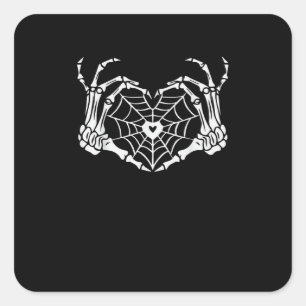 Adesivo Quadrado Par Cobweb do Halloween do Skeleton Heart Spiderwe