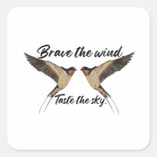 Adesivo Quadrado Par de Andorinhas-das- Celeiros Detalhado "Enfrent