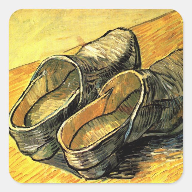 Adesivo Quadrado Par de Couro Clogs de Vincent van Gogh (Frente)