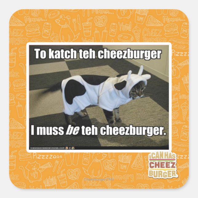 Adesivo Quadrado Para chutar o cheezburger (Frente)