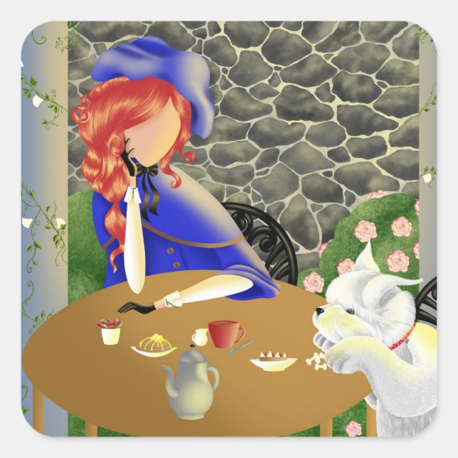 Adesivo Quadrado Para sempre com autocolantes cardíacos (Frente)