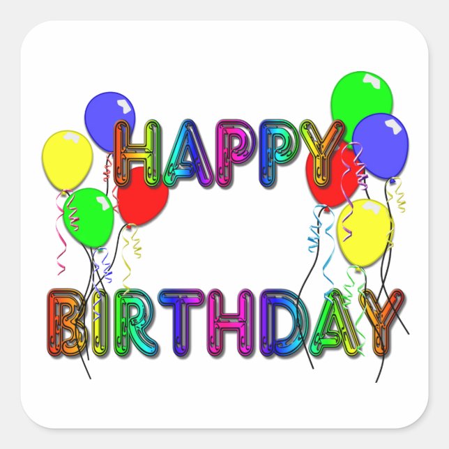 Adesivo Quadrado Parabéns Ballons D1 (Frente)