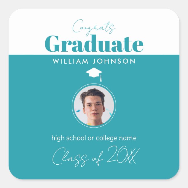 Adesivo Quadrado Parabéns Classe de Formando de 2023 (Frente)