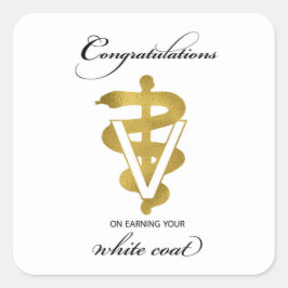 Adesivo Quadrado Parabéns de Cerimônia de Casaco Veterinária