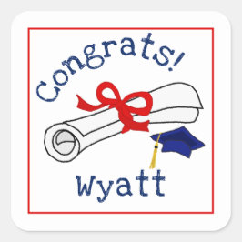 Adesivo Quadrado Parabéns Diploma de Graduação