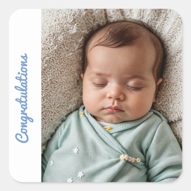 Adesivo Quadrado parabéns do bebê (Frente)