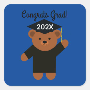 Adesivo Quadrado Parabéns, Formando! Urso de Graduação nº 2 com ade