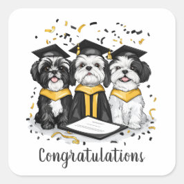 Adesivo Quadrado Parabéns Graduação Shih Tzu Dogs