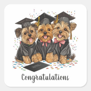 Adesivo Quadrado Parabéns Graduação Yorkshire Terrier Dogs