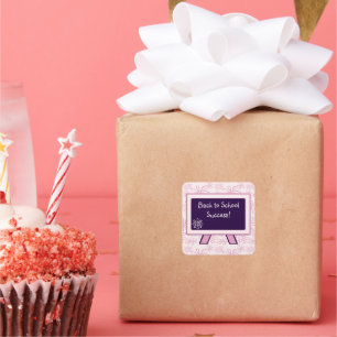 Adesivo Quadrado Parabéns pelo retorno ao cartão escolar