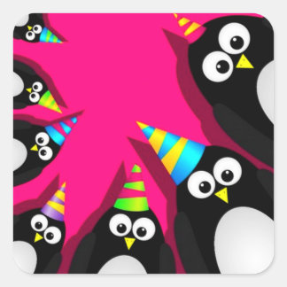Adesivo Quadrado Parabéns Penguins Sticker Pack