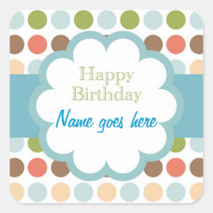 Adesivo Quadrado Parabéns (pontos de cocô)