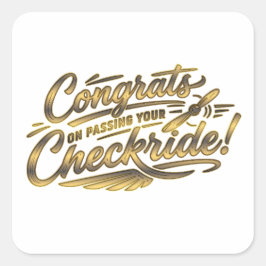 Adesivo Quadrado Parabéns por passar na sua checkride!