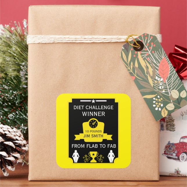 Adesivo Quadrado Parabéns por perda de peso (Feriado)