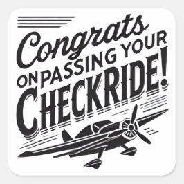 Adesivo Quadrado Parabéns por ter passado o cheque!