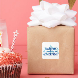 Adesivo Quadrado Parabéns por ter passado o cheque!