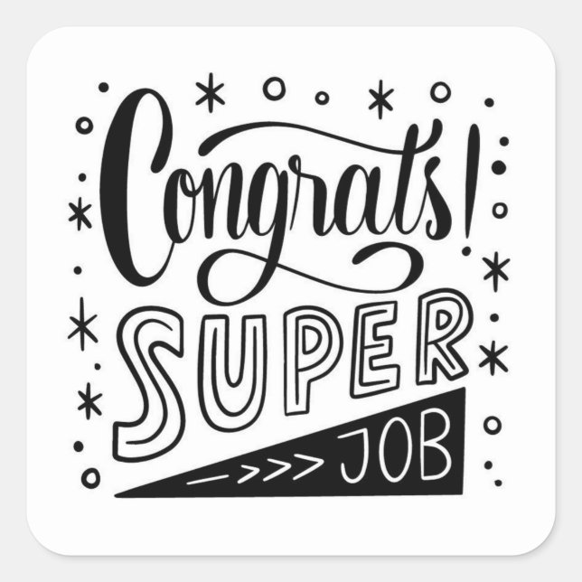 Adesivo Quadrado Parabéns Super Job Classer Round Sticker (Frente)