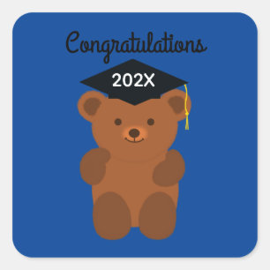 Adesivo Quadrado Parabéns - Urso de Graduação nº 1