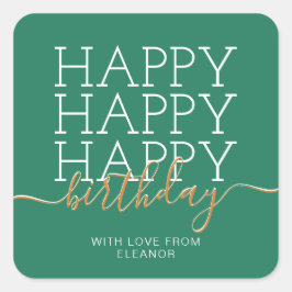 Adesivo Quadrado Parabéns verde moderno