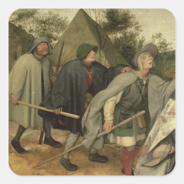 Adesivo Quadrado Parábola dos Cegos, detalhe de três cegos (Frente)