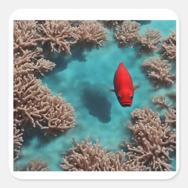 Adesivo Quadrado paraíso dos corais (Frente)