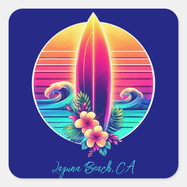 Adesivo Quadrado Paraíso no surfboard sunset- (Frente)