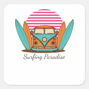 Adesivo Quadrado Paraíso surfando