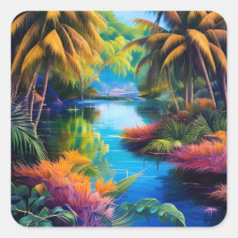 Adesivo Quadrado Paraíso Tropical II