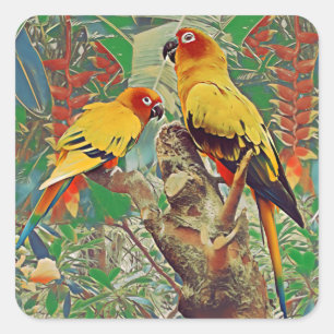 Adesivo Quadrado Parakeets de Sun
