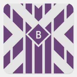 Adesivo Quadrado Paralelogramas púrpura em Cinzas com monograma