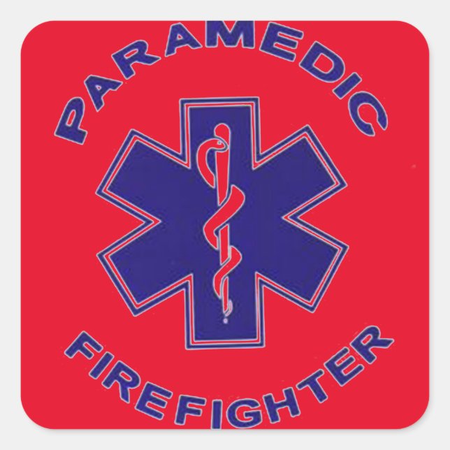 Adesivo Quadrado paramédico do bombeiro (Frente)