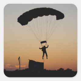 Adesivo Quadrado Paraquedas Skydiver no Sunset Sky Diver