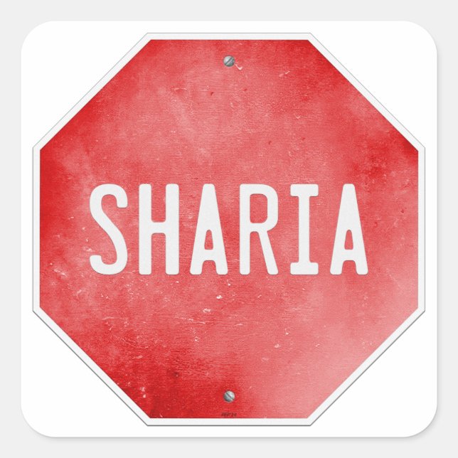 Adesivo Quadrado Parar a Sharia (Frente)