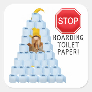 Adesivo Quadrado Parar de armazenar papel higiênico