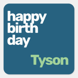 Adesivo Quadrado Parceiro feliz aniversário mínimo verde roxo