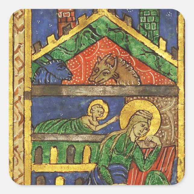 ADESIVO QUADRADO PARCHES DE NATAL DE NATIVIDADE ANTIQUANTO (Frente)