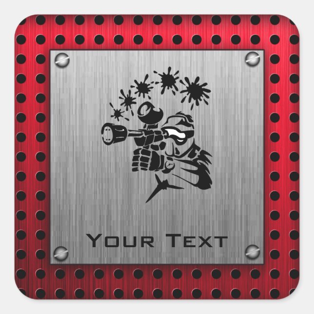 Adesivo Quadrado Parede de metal escovado Paintball (Frente)