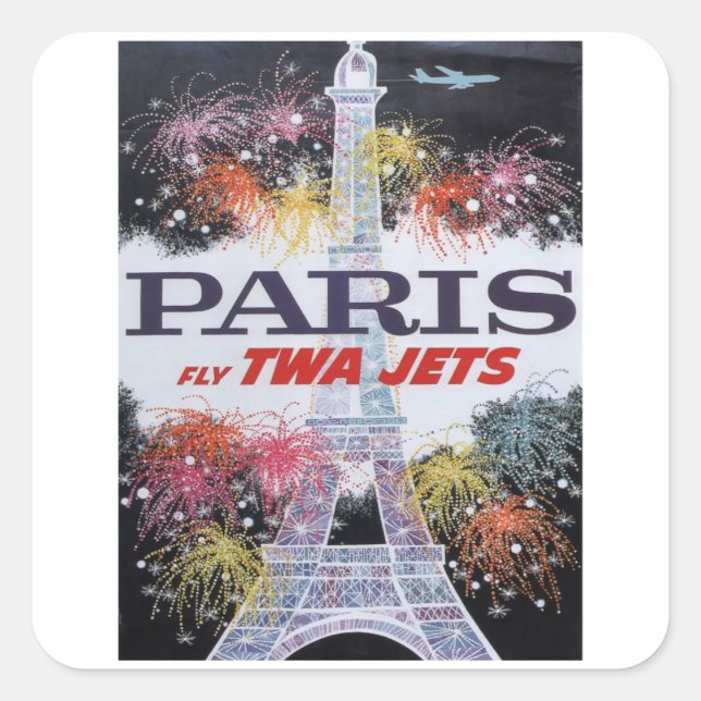 Adesivo Quadrado Paris Fly - França - Viagens vintage (Frente)
