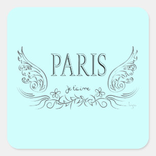 Adesivo Quadrado PARIS Je t'aime (eu te amo)