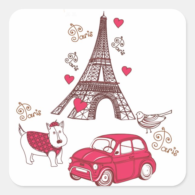 Adesivo Quadrado Paris Love (Frente)