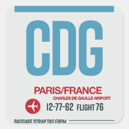 Adesivo Quadrado Paris - Viagem Tag Square Stickers