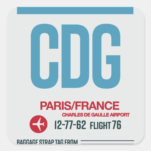 Adesivo Quadrado Paris - Viagem Tag Square Stickers (Frente)