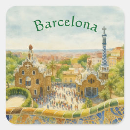 Adesivo Quadrado Park Güell em Barcelona, Espanha