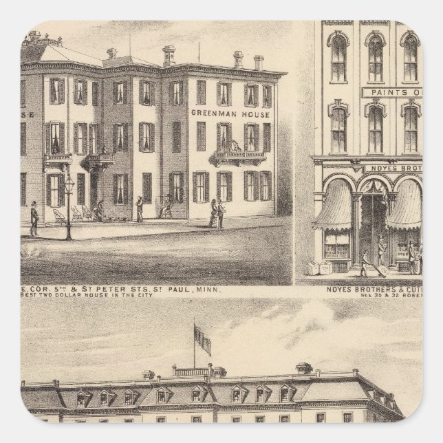 Adesivo Quadrado Park Place Hotel, Greenman House, Minnesota (Frente)